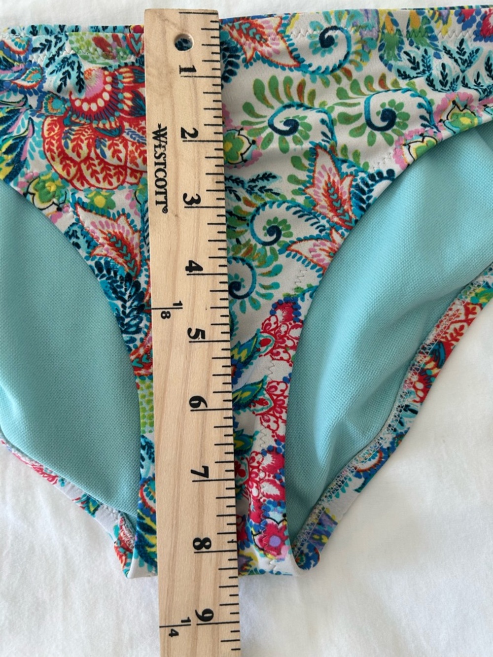 Profile Blue Bathing Suit Bottom Floral Teal Colorful Bikini Medium - Picture 6 of 6